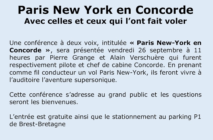 26 Septembre 2025 : Paris - New York en Concorde sur Brest 