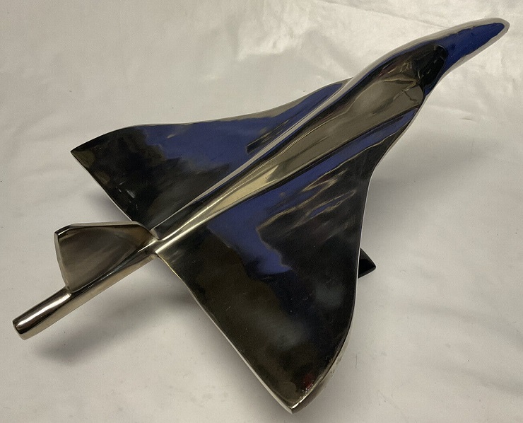 Maquette d'art Concorde en métal chromé 