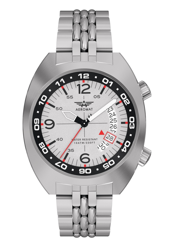 AEROMAT Supersonic White Steel Link Watch