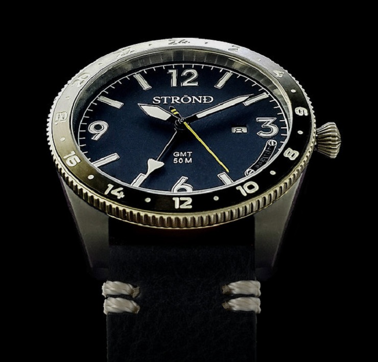 Montre STROND - SSC-101 24h GMT, All Stainless Steel & Blue, black bezel