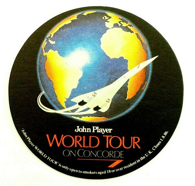 John Player Concorde Beer Mat World Tour 1986